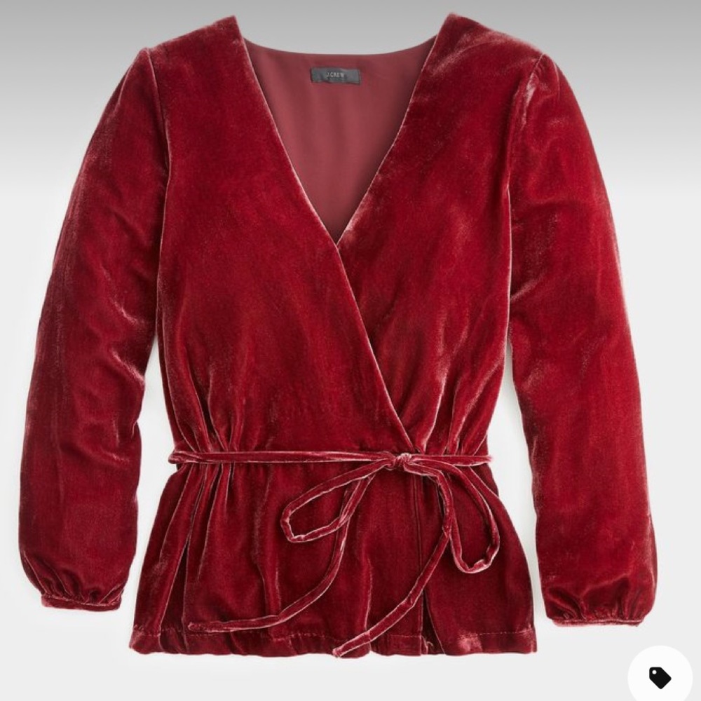 J Crew Faux Wrap Top in Drapey Velvet